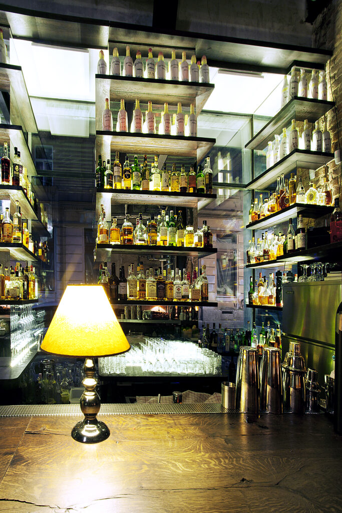 A view of the wall with alcohol in the area of the Bar that does not exist