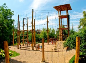 A view of the obstacles in the rope center Proud