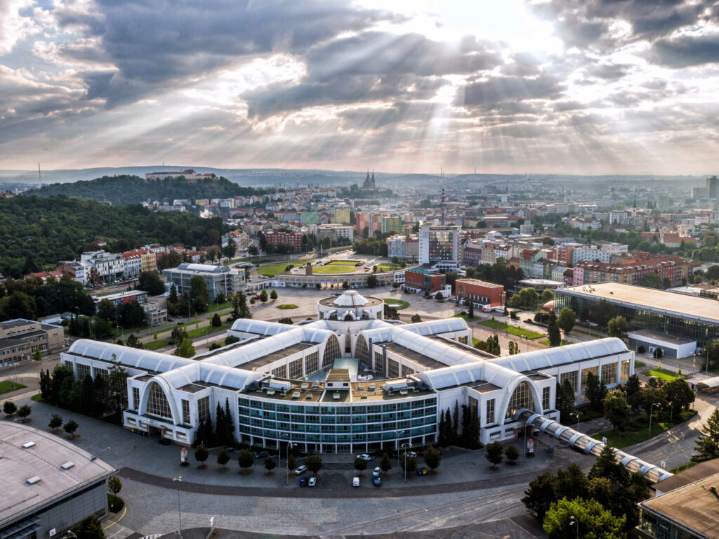 Aerial view of the entire Brno Exhibition Center complex