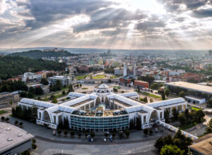 Aerial view of the entire Brno Exhibition Center complex